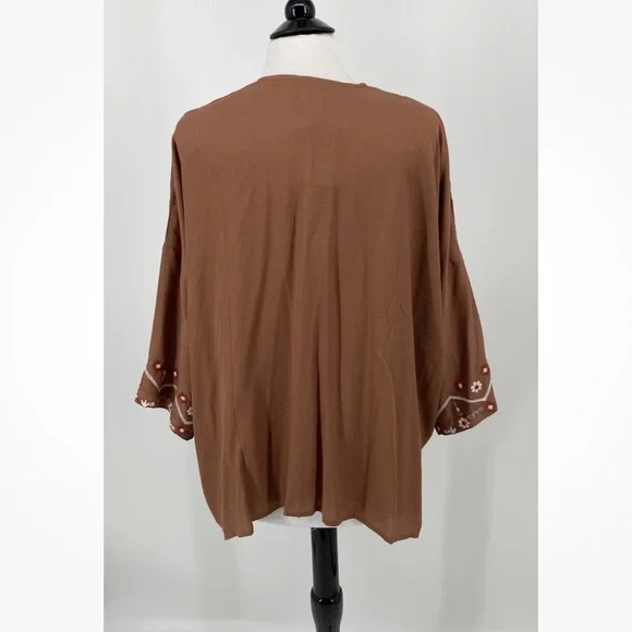 J Jill Womens OS Embroidered Kimono Open Front Cardigan One Size - Picture 3 of 6